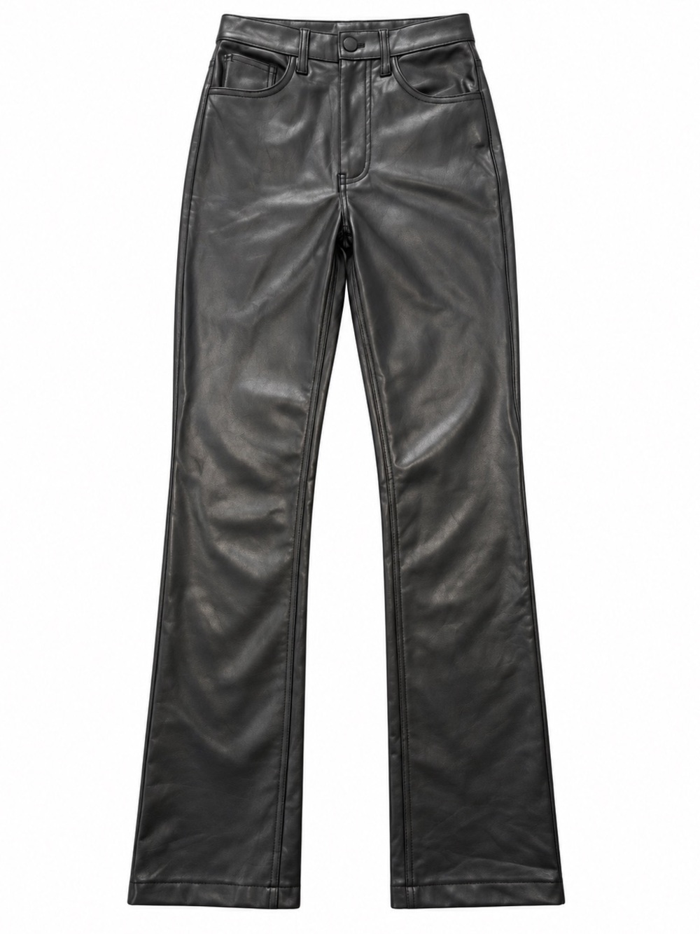 Abercrombie 90s Straight Ultra High Rise Vegan Leather Pants Black Faux 000 / 23